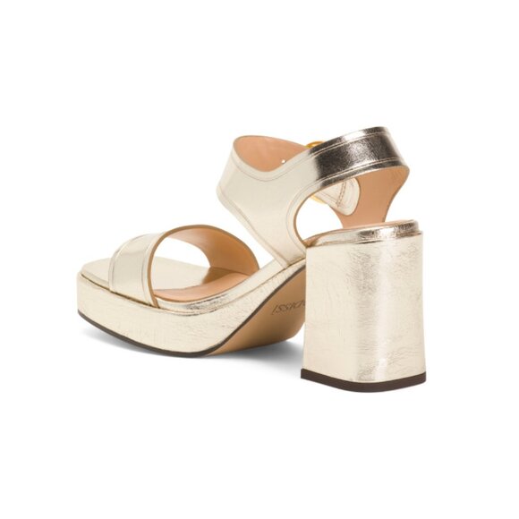 ODISSI Light Gold Leather Platform Heeled Sandals - Picture 2 of 2